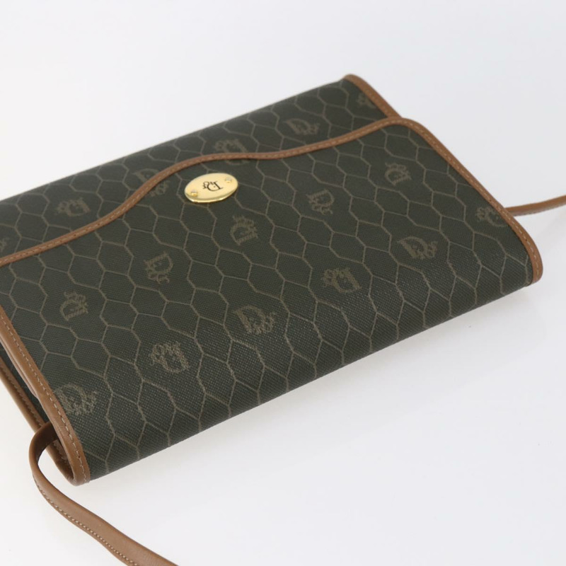 【日本直送】Christian Dior 蜂巢帆布肩背包 PVC 卡其色 金色 正品 ep11695-5