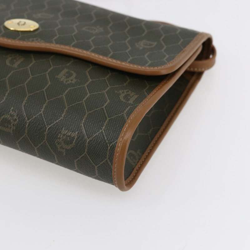 【日本直送】Christian Dior 蜂巢帆布肩背包 PVC 卡其色 金色 正品 ep11695-8