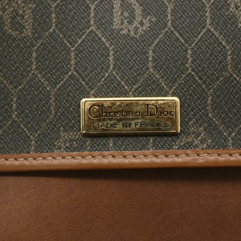 【日本直送】Christian Dior 蜂巢帆布肩背包 PVC 卡其色 金色 正品 ep11695-10