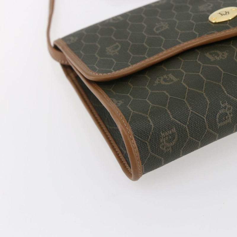 【日本直送】Christian Dior 蜂巢帆布肩背包 PVC 卡其色 金色 正品 ep11695-13