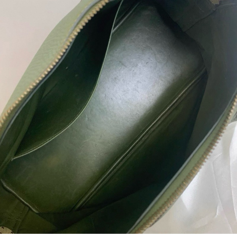 Hermes愛馬仕保齡球35叢林綠金扣Tc皮框Q刻 成色:98新 配件:肩帶-7