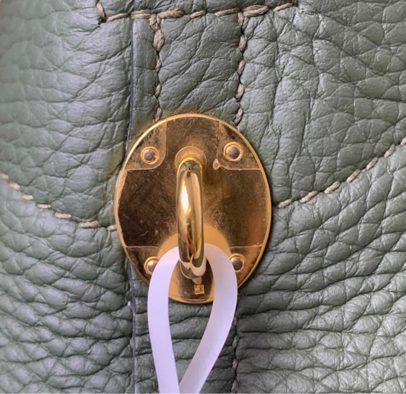 Hermes愛馬仕保齡球35叢林綠金扣Tc皮框Q刻 成色:98新 配件:肩帶-8