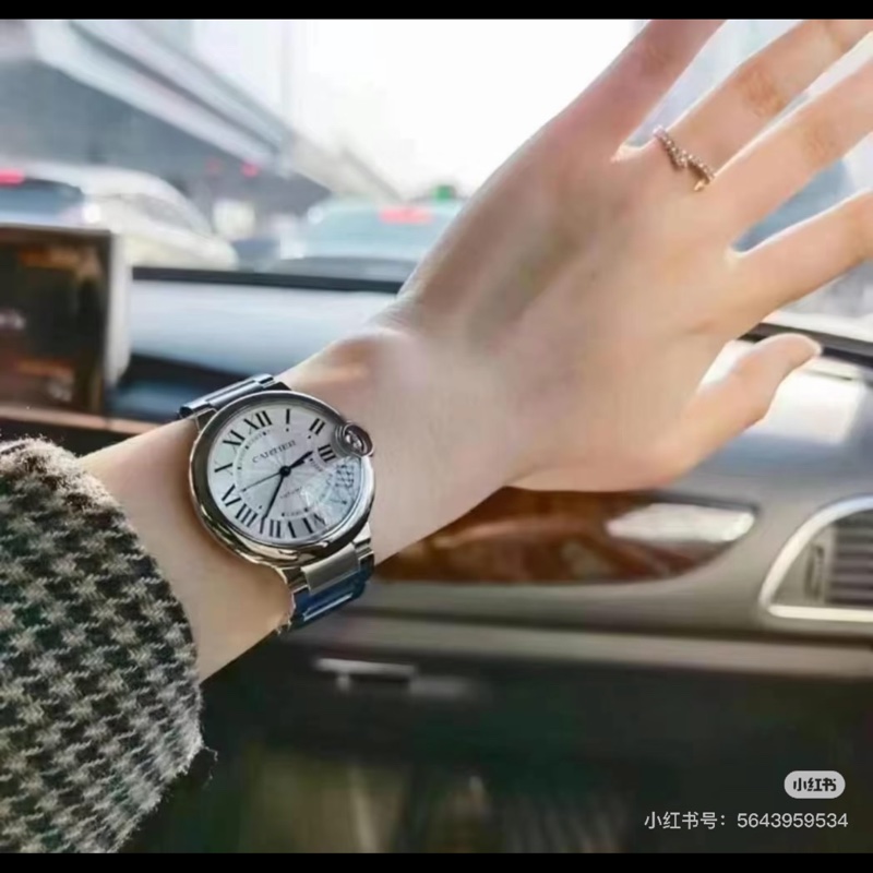 小巴黎二手名牌真品Cartier 藍氣球 42mm 男款 中性款 不鏽鋼 有保卡 已完成官網登記-5