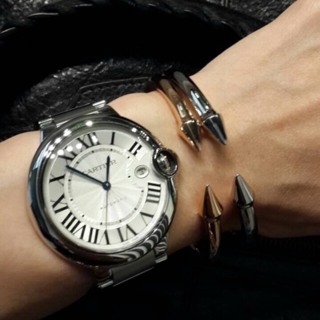 小巴黎二手名牌真品Cartier 藍氣球 42mm 男款 中性款 不鏽鋼 有保卡 已完成官網登記-6