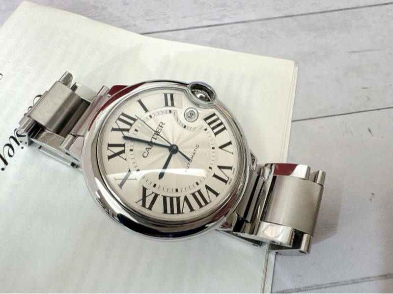 小巴黎二手名牌真品Cartier 藍氣球 42mm 男款 中性款 不鏽鋼 有保卡 已完成官網登記-15