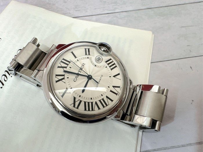 小巴黎二手名牌真品Cartier 藍氣球 42mm 男款 中性款 不鏽鋼 有保卡 已完成官網登記-19