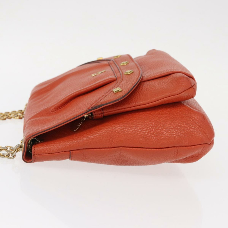 【日本直送】MCM鉚釘鏈單肩包 皮革 橙色 金色 正品 149467-3