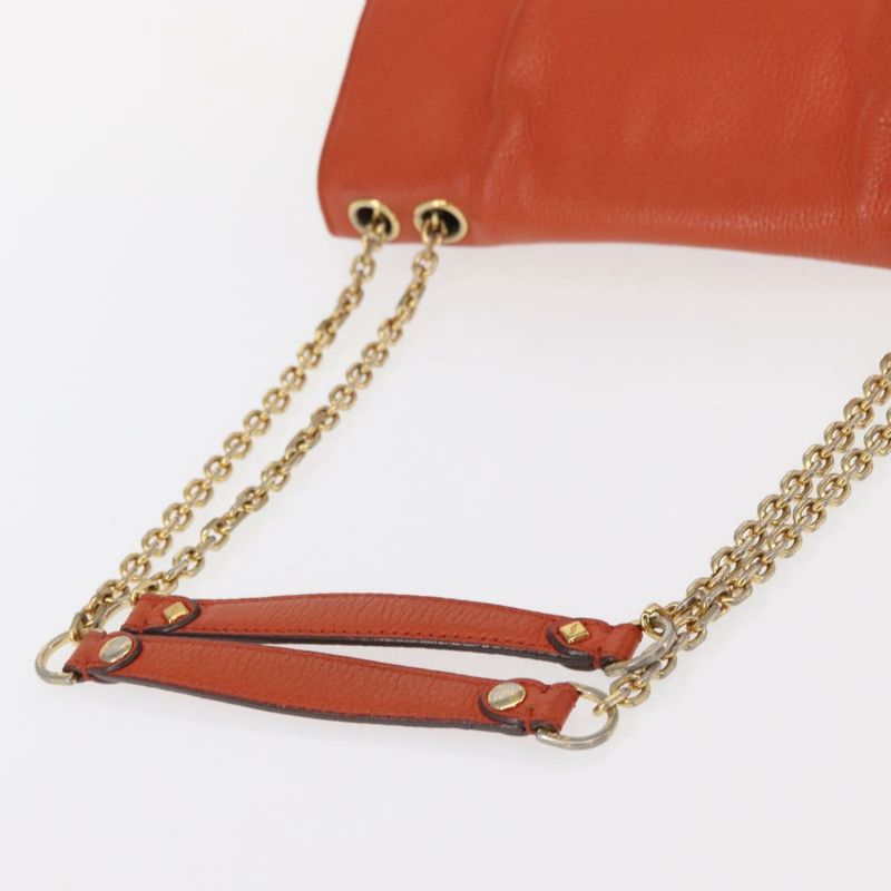 【日本直送】MCM鉚釘鏈單肩包 皮革 橙色 金色 正品 149467-6