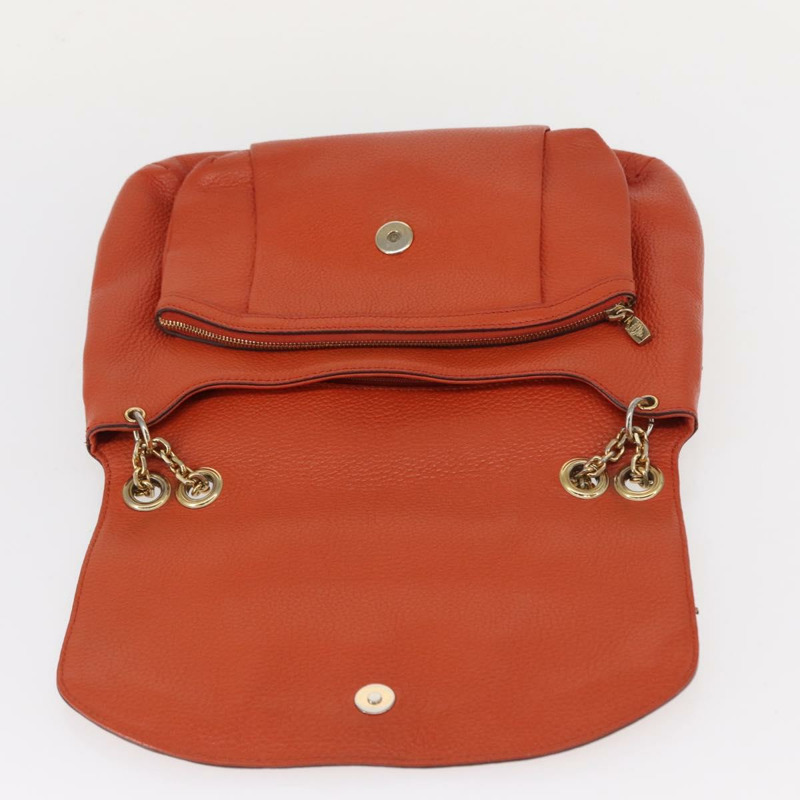 【日本直送】MCM鉚釘鏈單肩包 皮革 橙色 金色 正品 149467-9