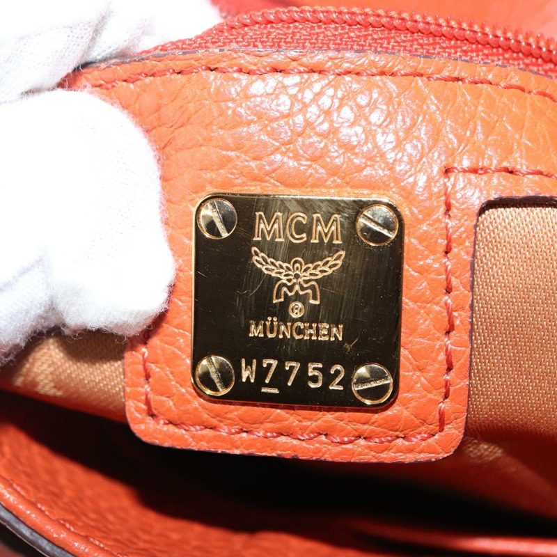 【日本直送】MCM鉚釘鏈單肩包 皮革 橙色 金色 正品 149467-11