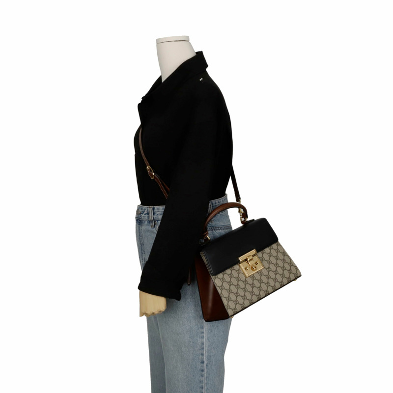 GUCCI 槳形鎖扣小號頂部提把手提單肩包 453188-14