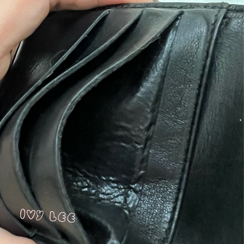 CHANEL vintage 荔枝牛皮 經典黑 三折短夾 11開  正品 二手精品-13