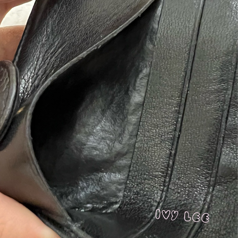 CHANEL vintage 荔枝牛皮 經典黑 三折短夾 11開  正品 二手精品-15