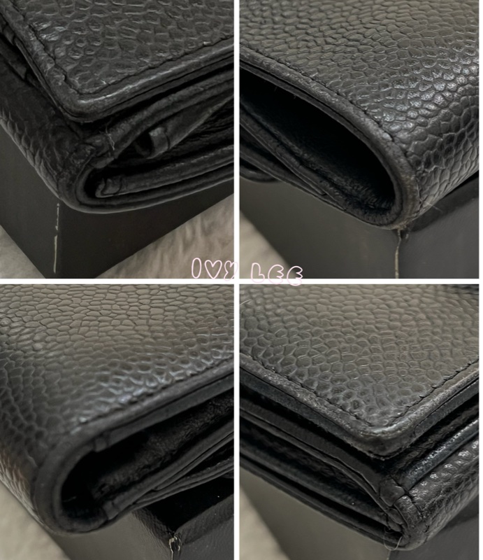 CHANEL vintage 荔枝牛皮 經典黑 三折短夾 11開  正品 二手精品-20