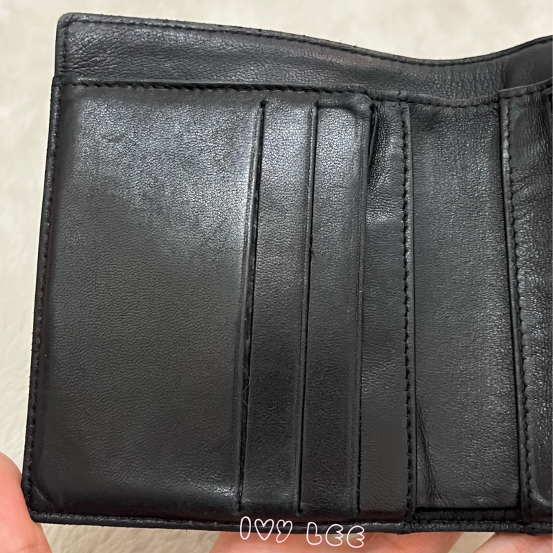 CHANEL vintage 荔枝牛皮 經典黑 三折短夾 11開  正品 二手精品-24