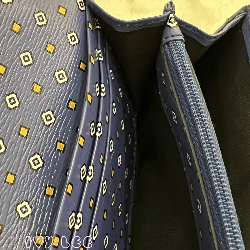 GUCCI 古馳 256348 互扣式掀蓋 長皮夾 藍色皮革 長夾 正品 二手精品-5