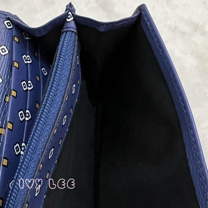 GUCCI 古馳 256348 互扣式掀蓋 長皮夾 藍色皮革 長夾 正品 二手精品-8