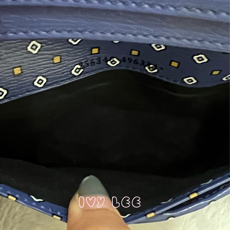 GUCCI 古馳 256348 互扣式掀蓋 長皮夾 藍色皮革 長夾 正品 二手精品-13