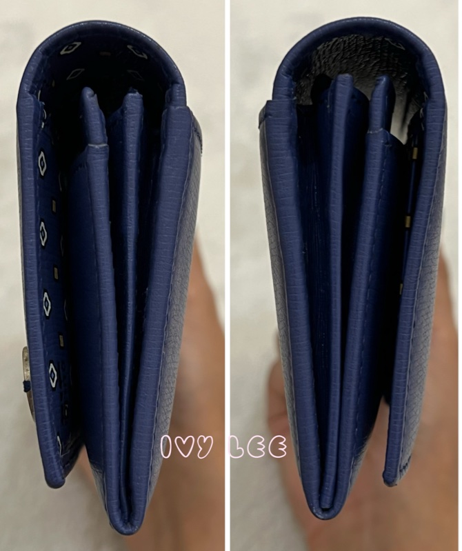 GUCCI 古馳 256348 互扣式掀蓋 長皮夾 藍色皮革 長夾 正品 二手精品-17