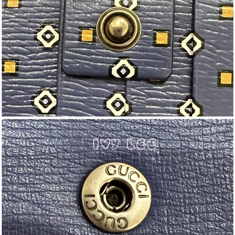 GUCCI 古馳 256348 互扣式掀蓋 長皮夾 藍色皮革 長夾 正品 二手精品-21