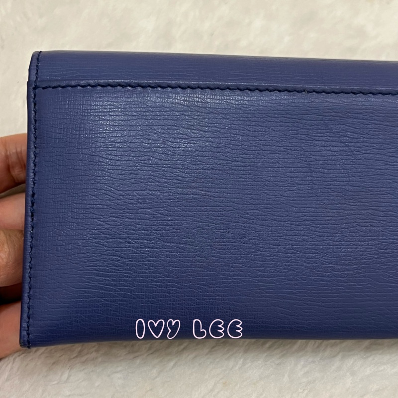 GUCCI 古馳 256348 互扣式掀蓋 長皮夾 藍色皮革 長夾 正品 二手精品-25
