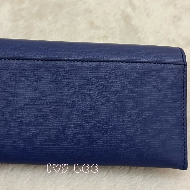 GUCCI 古馳 256348 互扣式掀蓋 長皮夾 藍色皮革 長夾 正品 二手精品-26