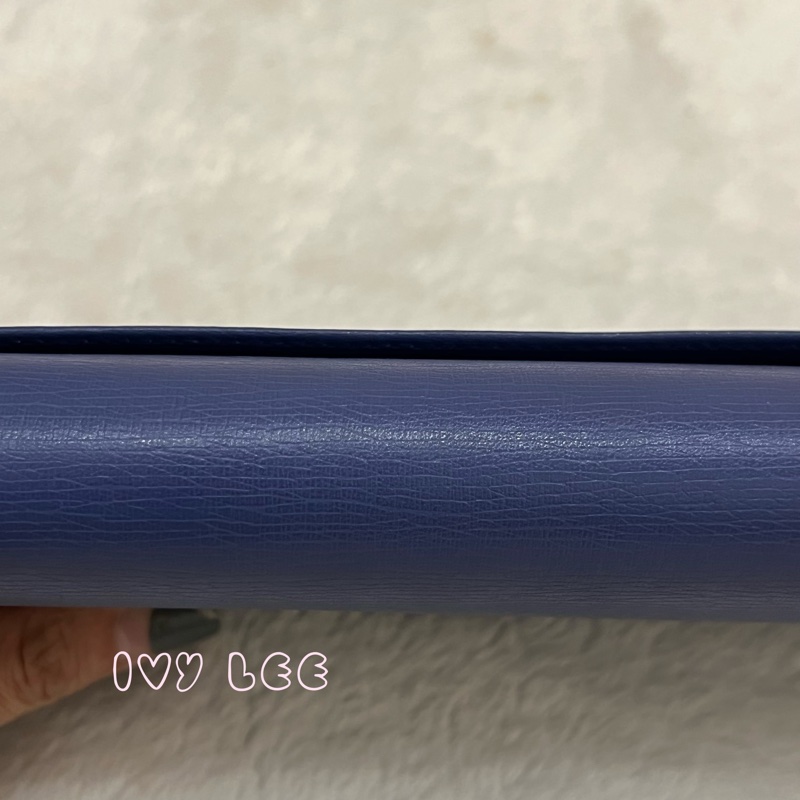 GUCCI 古馳 256348 互扣式掀蓋 長皮夾 藍色皮革 長夾 正品 二手精品-34