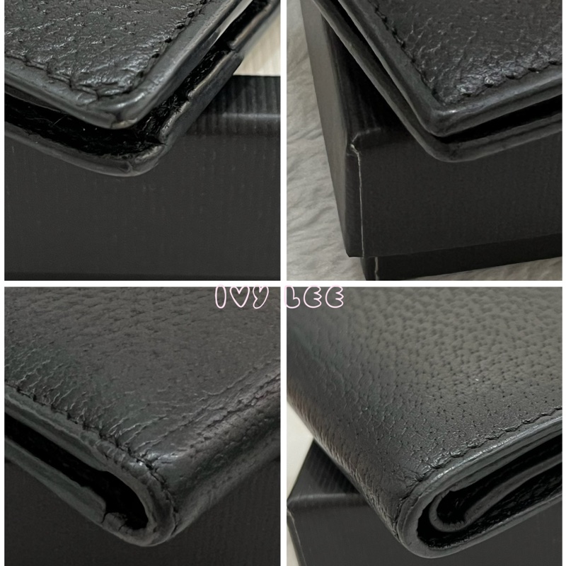 GUCCI 古馳 523664 經典Animalier系列皮革 蜜蜂裝飾對開8卡 短夾 經典黑 正品 二手精品-13