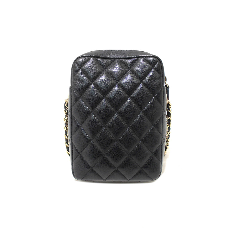 Chanel Black Caviar Quilted Leather Phone Holder Crossbody Bag-3
