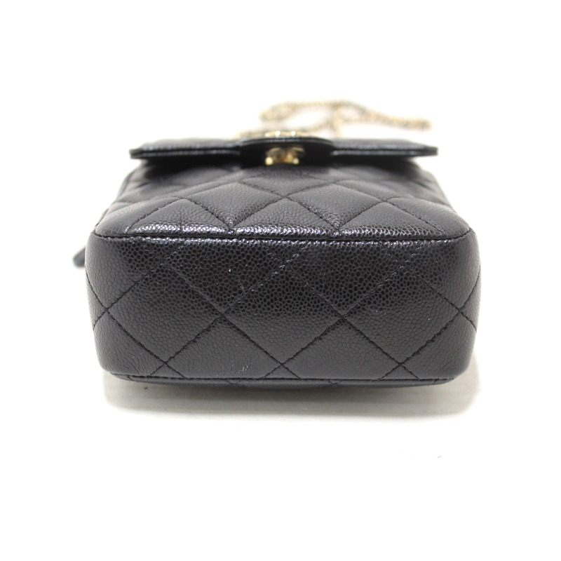 Chanel Black Caviar Quilted Leather Phone Holder Crossbody Bag-5