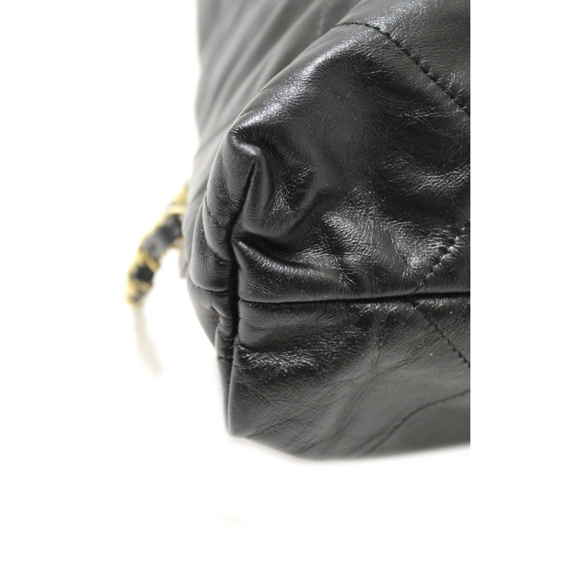 Chanel Black Chanel 22 Calfskin Leather Drawstring Chain Backpack-6