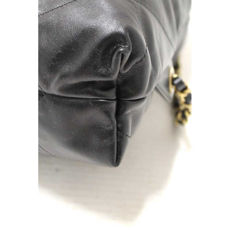 Chanel Black Chanel 22 Calfskin Leather Drawstring Chain Backpack-7