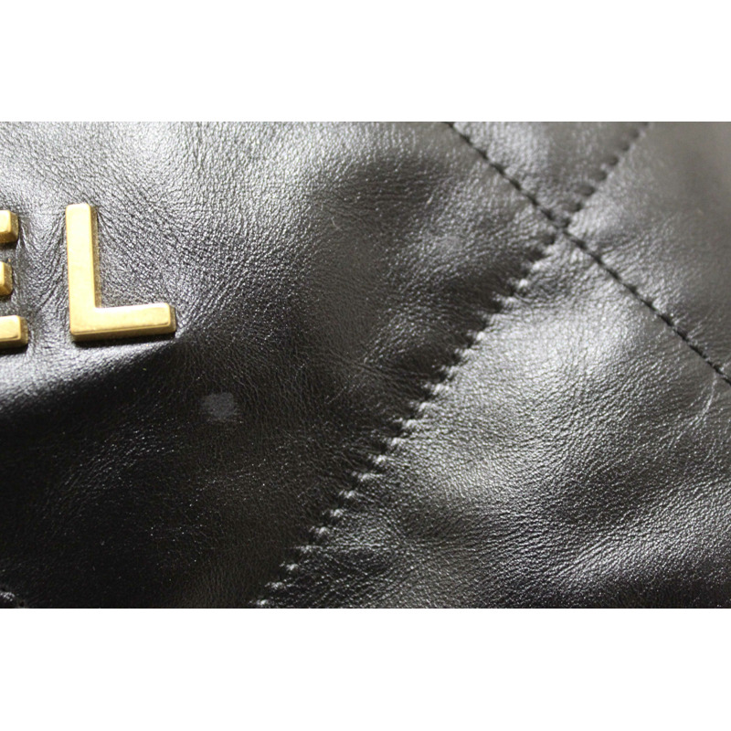 Chanel Black Chanel 22 Calfskin Leather Drawstring Chain Backpack-8