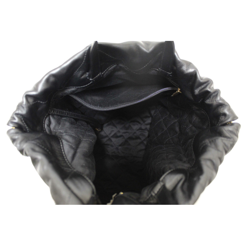 Chanel Black Chanel 22 Calfskin Leather Drawstring Chain Backpack-13