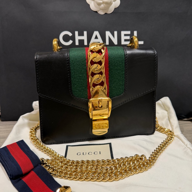Gucci 經典sylvie 鏈條斜背包🌹-5