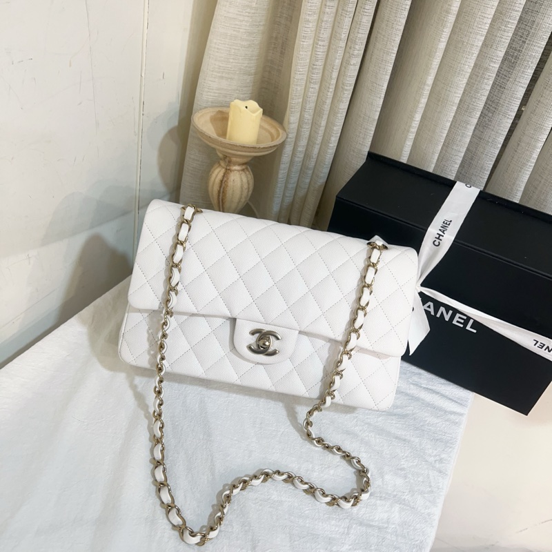 ෆ Chanel 白色荔枝Cf中號🤍芯片款-5