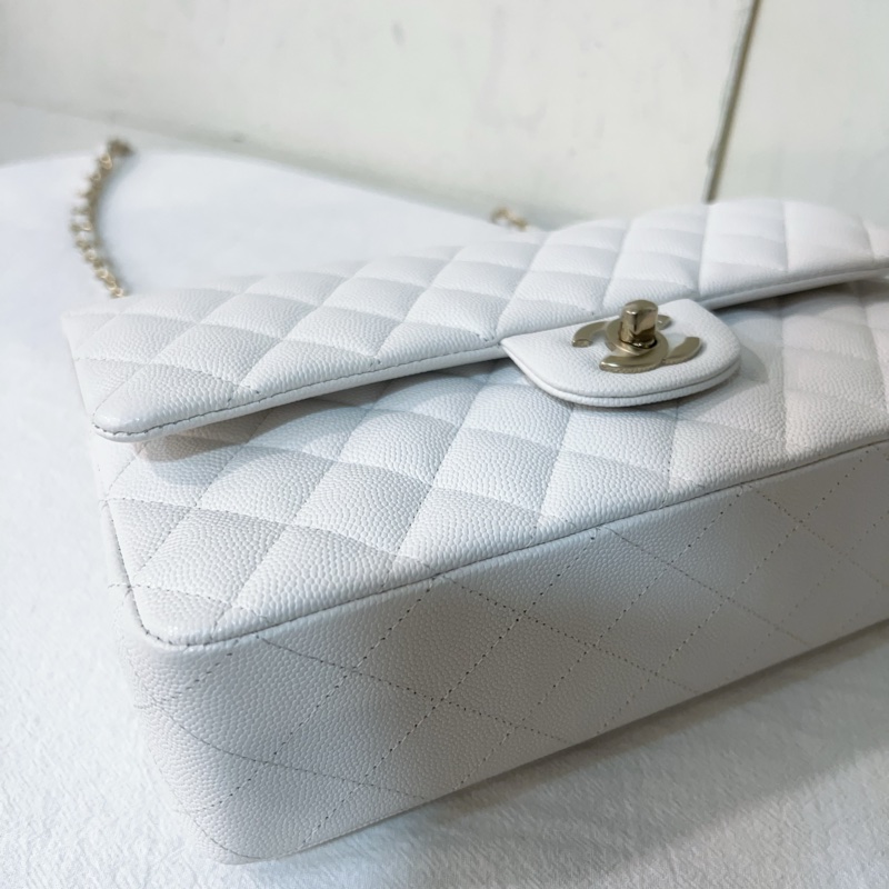 ෆ Chanel 白色荔枝Cf中號🤍芯片款-7