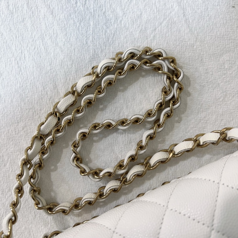 ෆ Chanel 白色荔枝Cf中號🤍芯片款-10