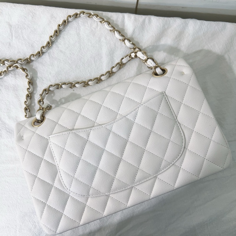 ෆ Chanel 白色荔枝Cf中號🤍芯片款-11