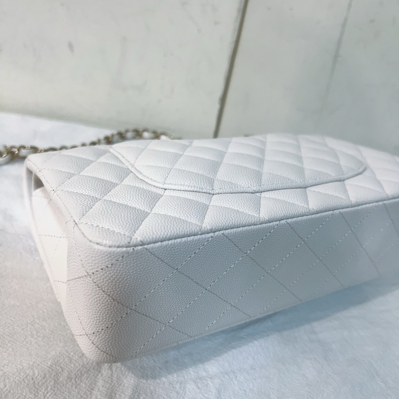 ෆ Chanel 白色荔枝Cf中號🤍芯片款-12