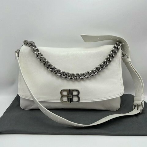 BALENCIAGA 白銀soft翻蓋手提肩背包36*24*3 98新配件塵袋