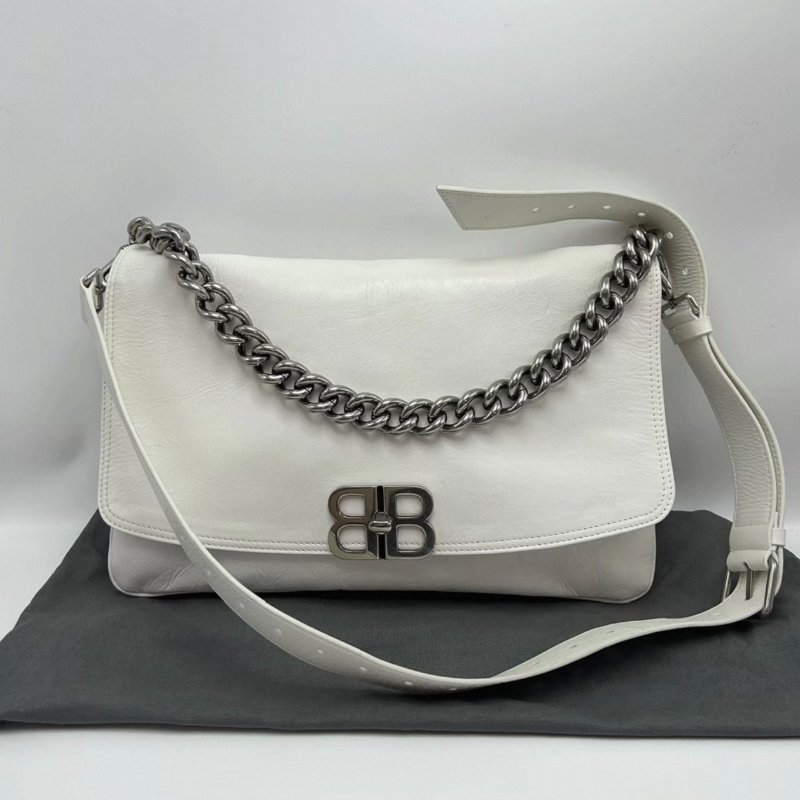 BALENCIAGA 白銀soft翻蓋手提肩背包36*24*3 98新配件塵袋-0