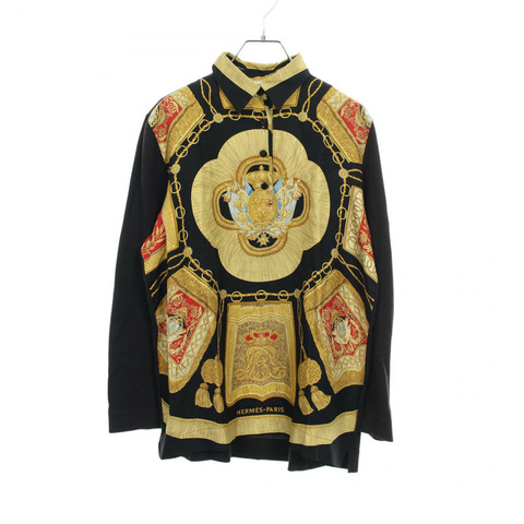 HERMES Twillaines Poste et Cavalerie Polo 衫上衣絲棉羊絨 #S