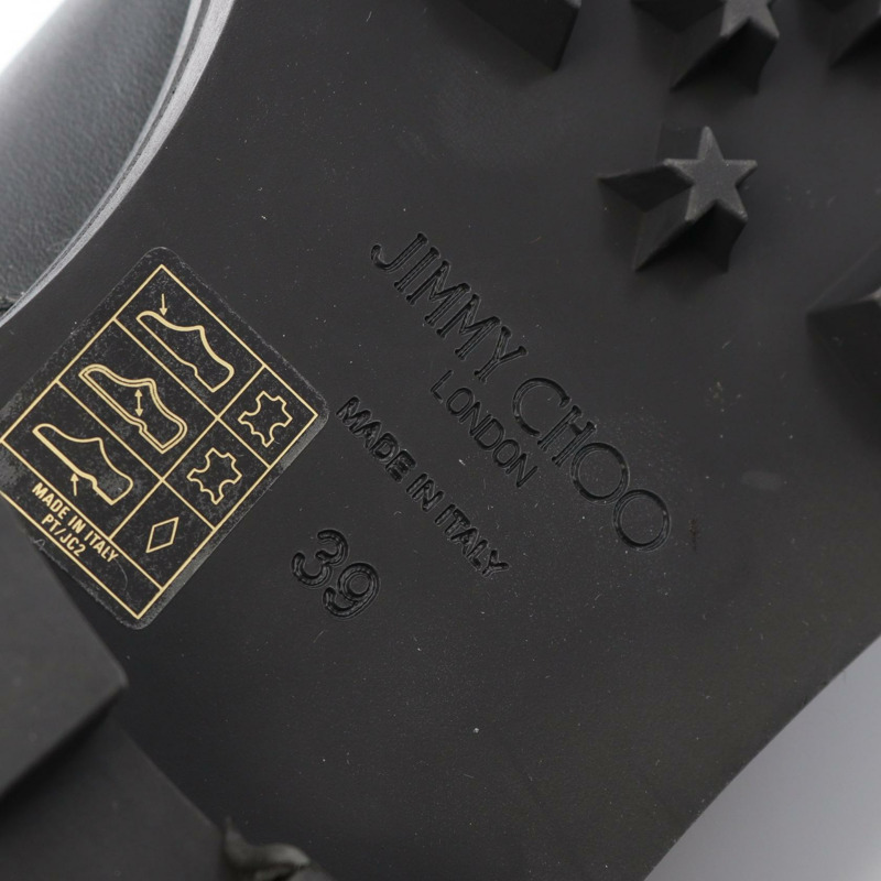 JIMMY CHOO 黑色真皮機車短靴，二手女款 #39-5