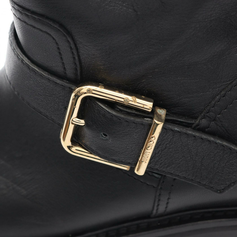 JIMMY CHOO 黑色真皮機車短靴，二手女款 #39-7