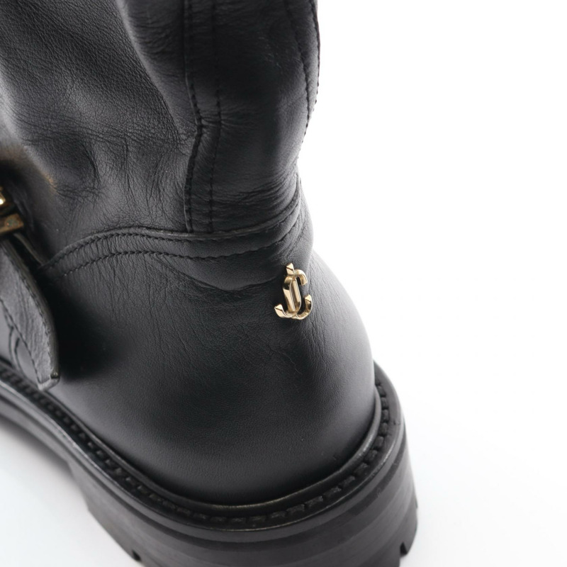 JIMMY CHOO 黑色真皮機車短靴，二手女款 #39-11