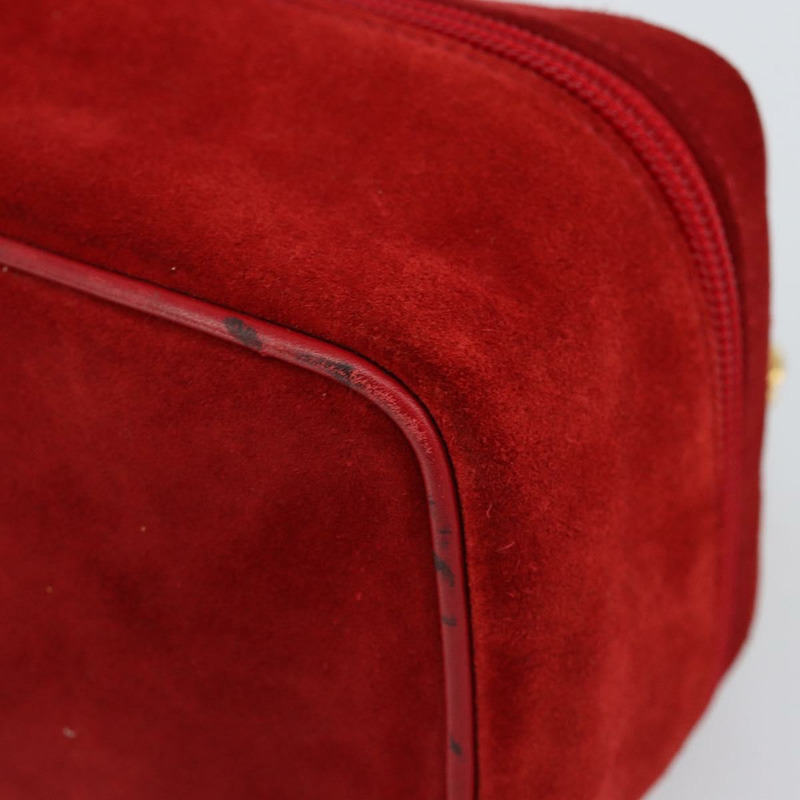 【日本直送】GUCCI 馬銜扣化妝包 手提包 麂皮 紅色 金色 032 1705 0141 Auth 145653-8