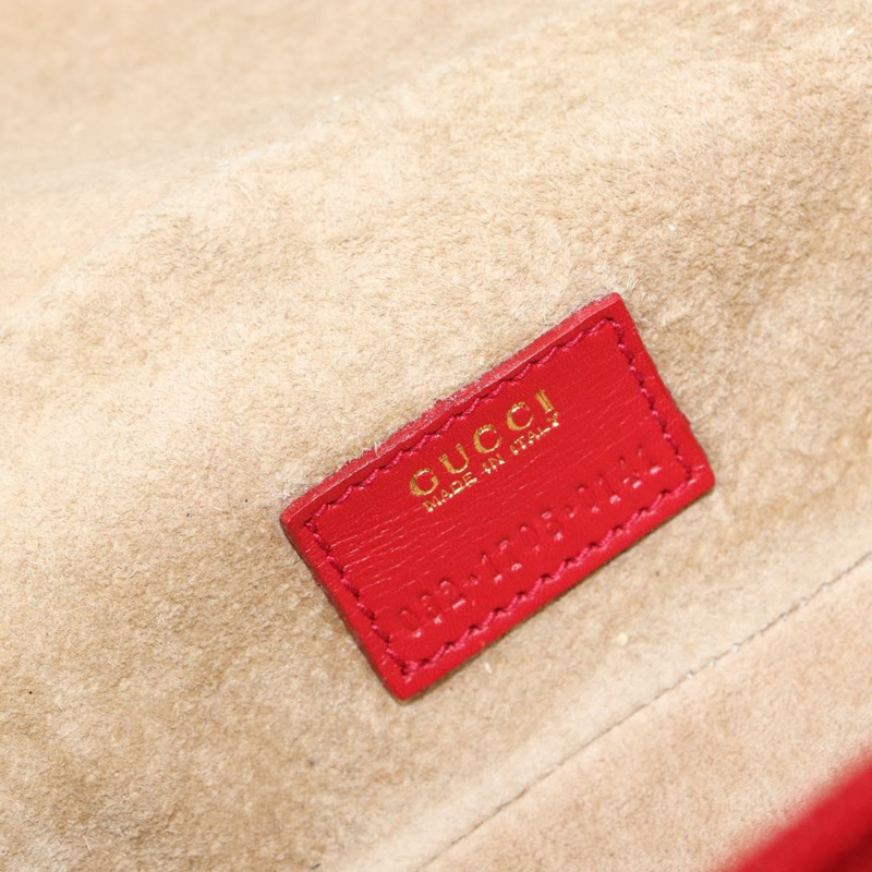 【日本直送】GUCCI 馬銜扣化妝包 手提包 麂皮 紅色 金色 032 1705 0141 Auth 145653-11