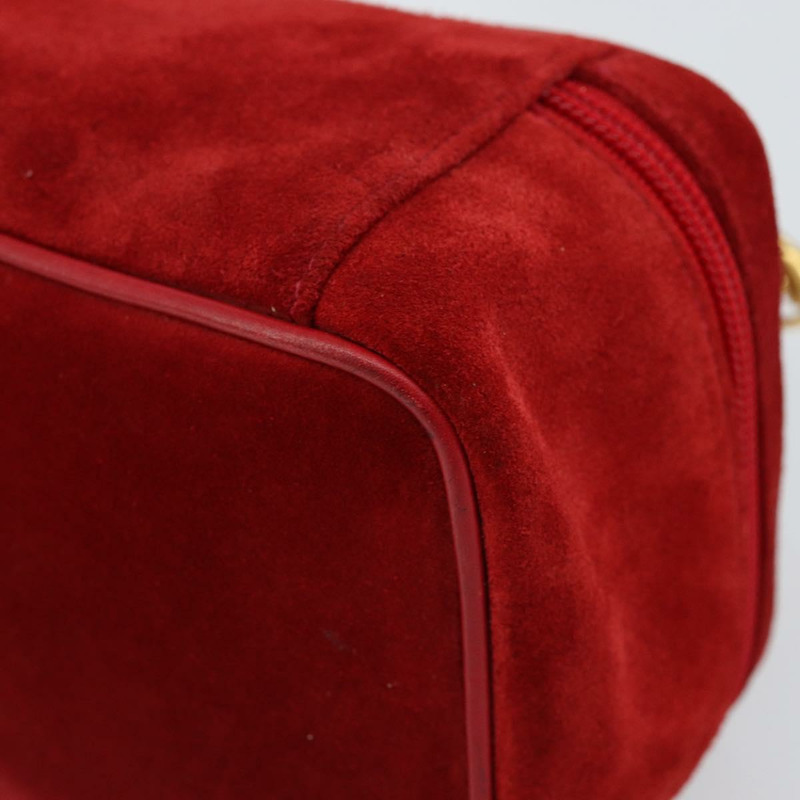 【日本直送】GUCCI 馬銜扣化妝包 手提包 麂皮 紅色 金色 032 1705 0141 Auth 145653-14