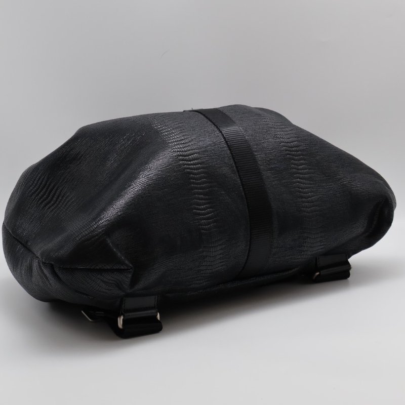 CHANEL 蜥蜴壓紋雙肩後背包 - 黑銀12開-3